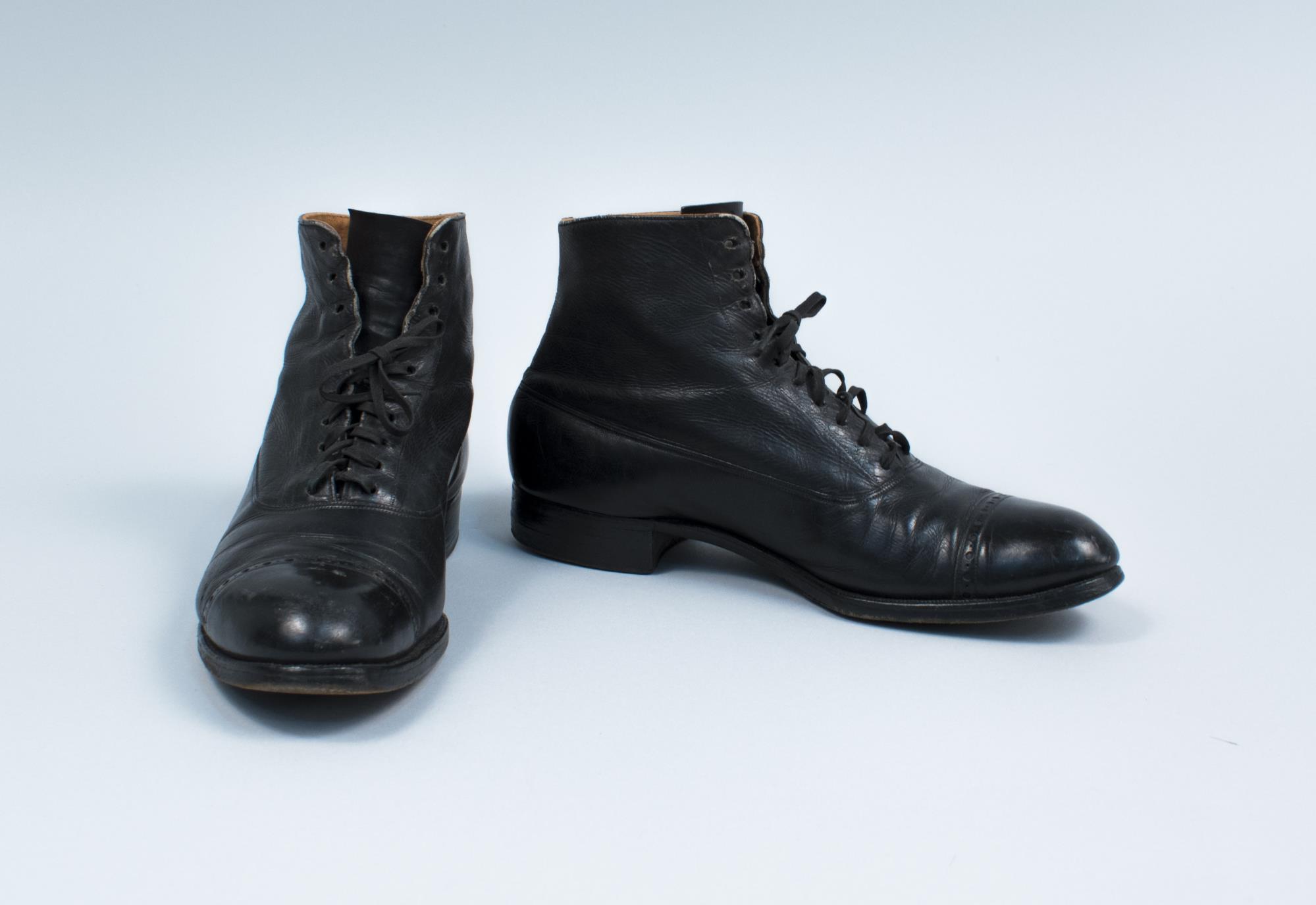 Image of Black leather dress shoes, ca. 1910