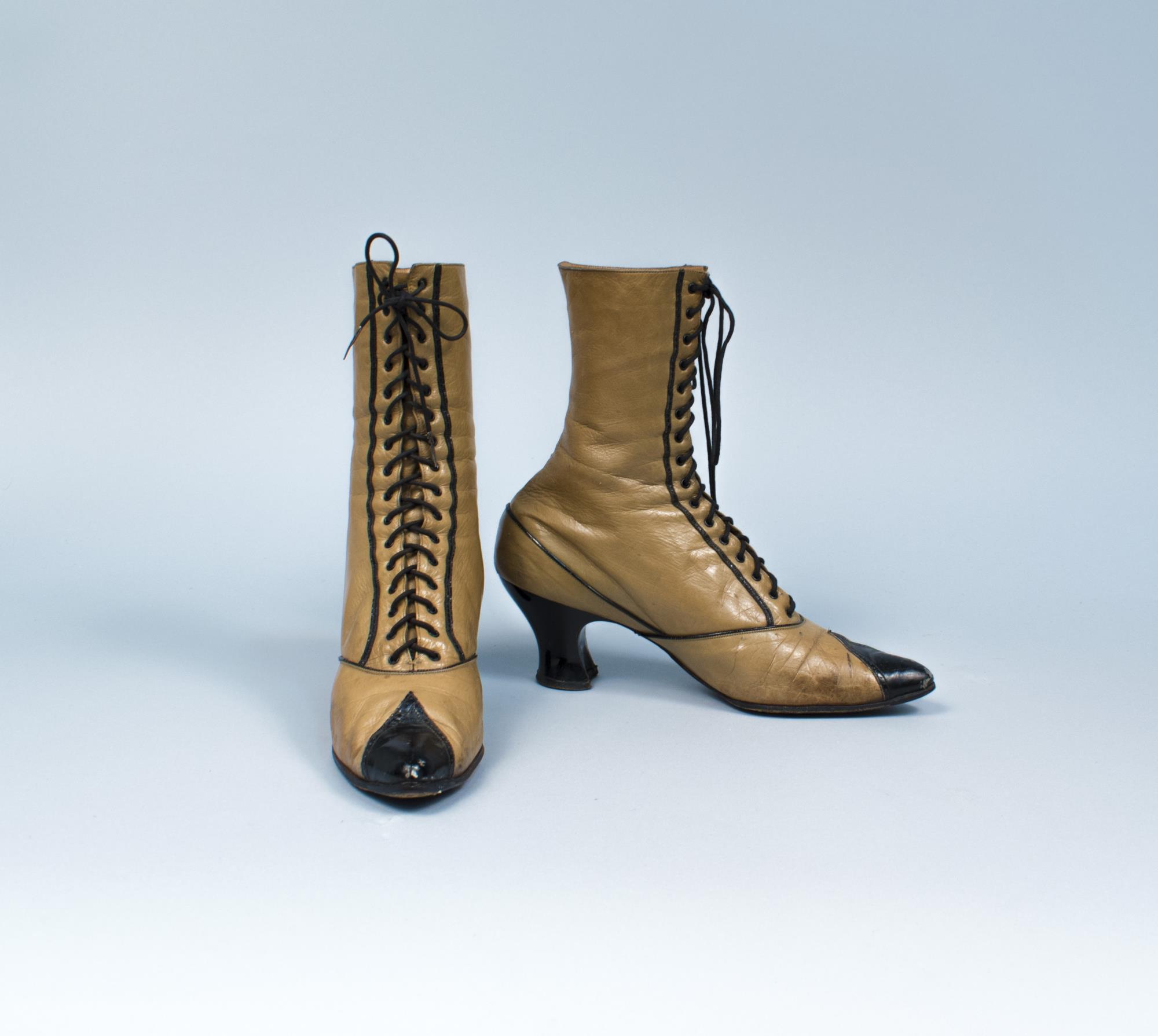 Image of Tan high top leather boots, ca. 1910