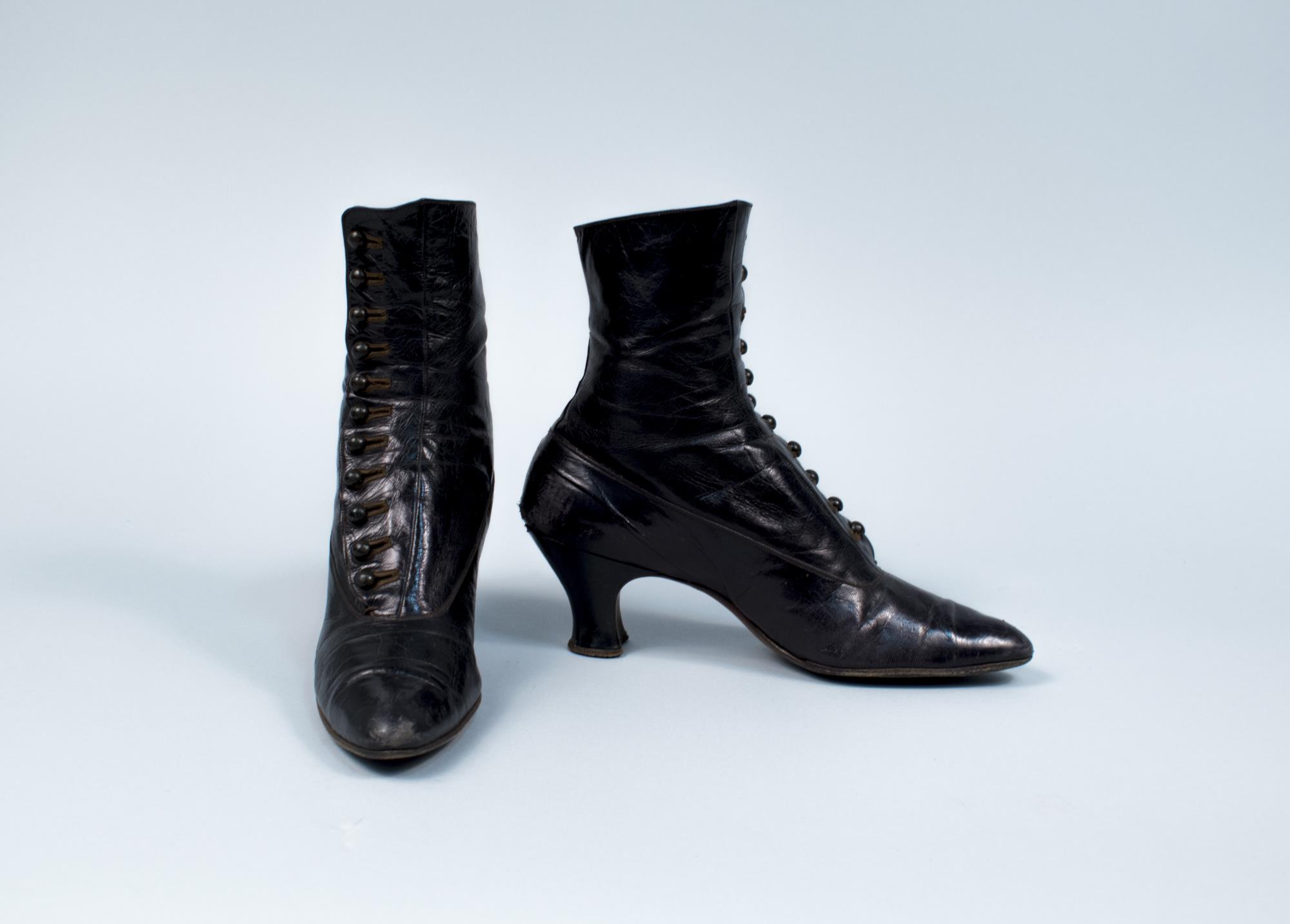Image of Black kid leather boots, ca. 1910