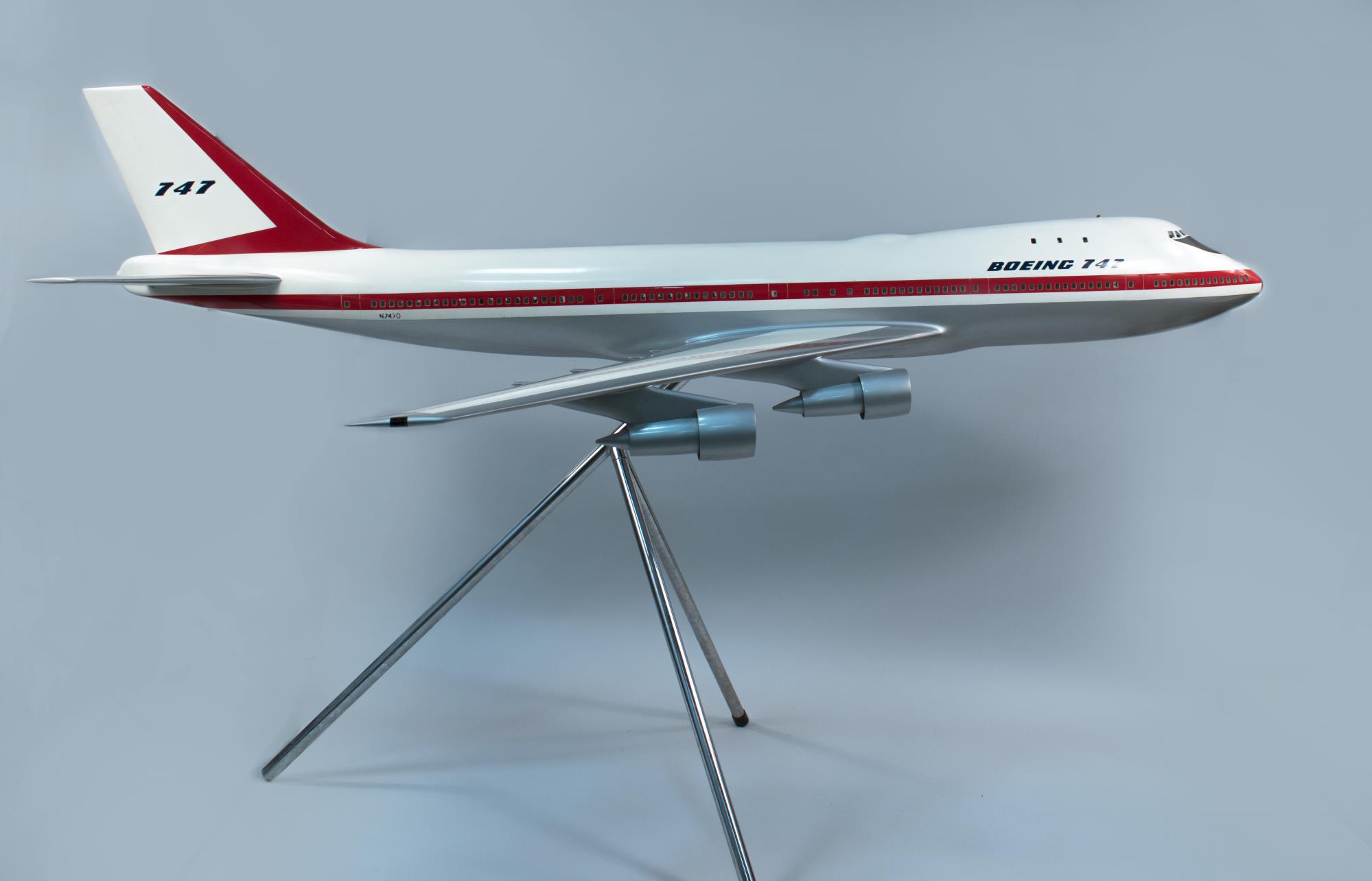Image of Model of the first Boeing 747 long-range transport jet airliner, ca. 1968