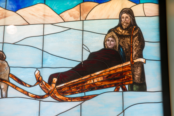 Image of Three stained glass panels from Seattle's Arctic Club, ca. 1907