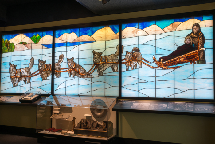 Image of Three stained glass panels from Seattle's Arctic Club, ca. 1907
