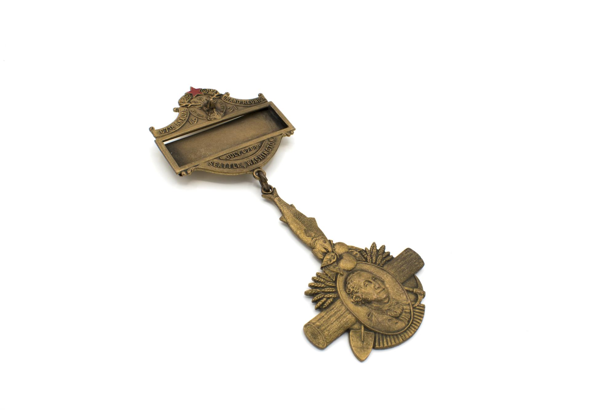 Image of Elks convention badge, 67th Annual BPOE Grand Reunion, July 6-9, 1931, made by Mayer Bros.