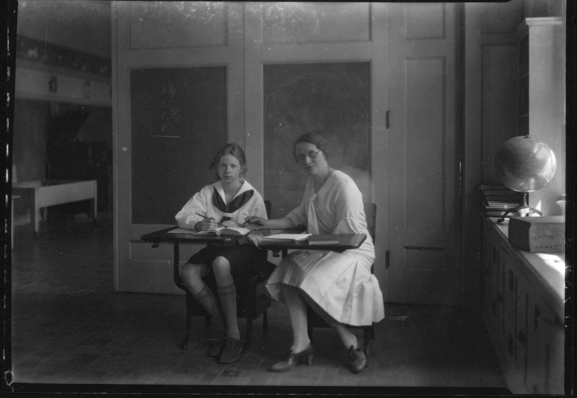 Image of Student and teacher at Highland School, The Highlands, 1930