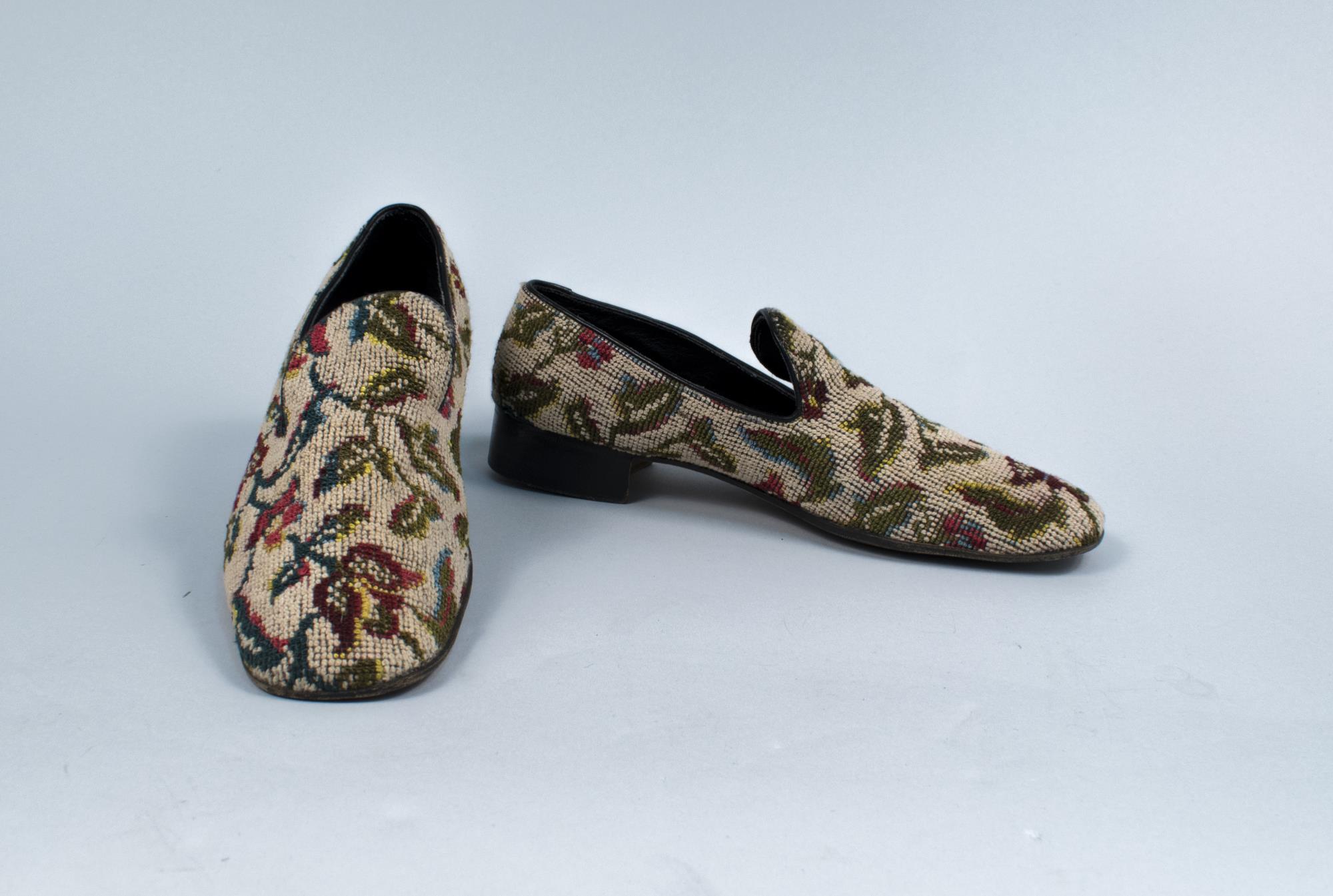 Image of Pair of carpet slippers worn by John Doyle Bishop, ca. 1960