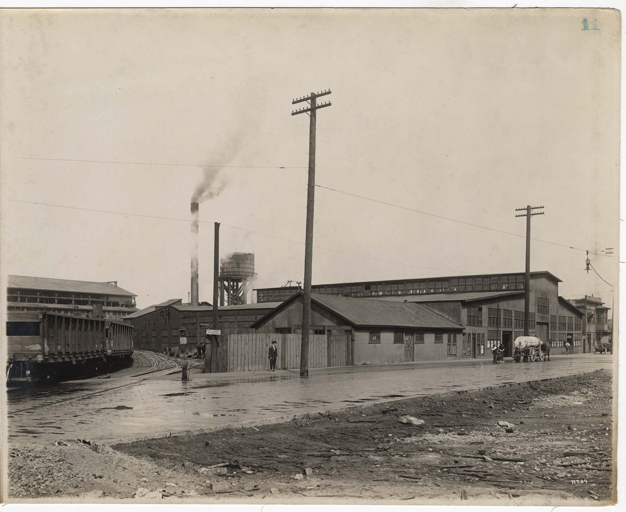 Image of Columbia & Puget Sound Railroad Roundhouse, Railroad Avenue, Seattle, circa 1916