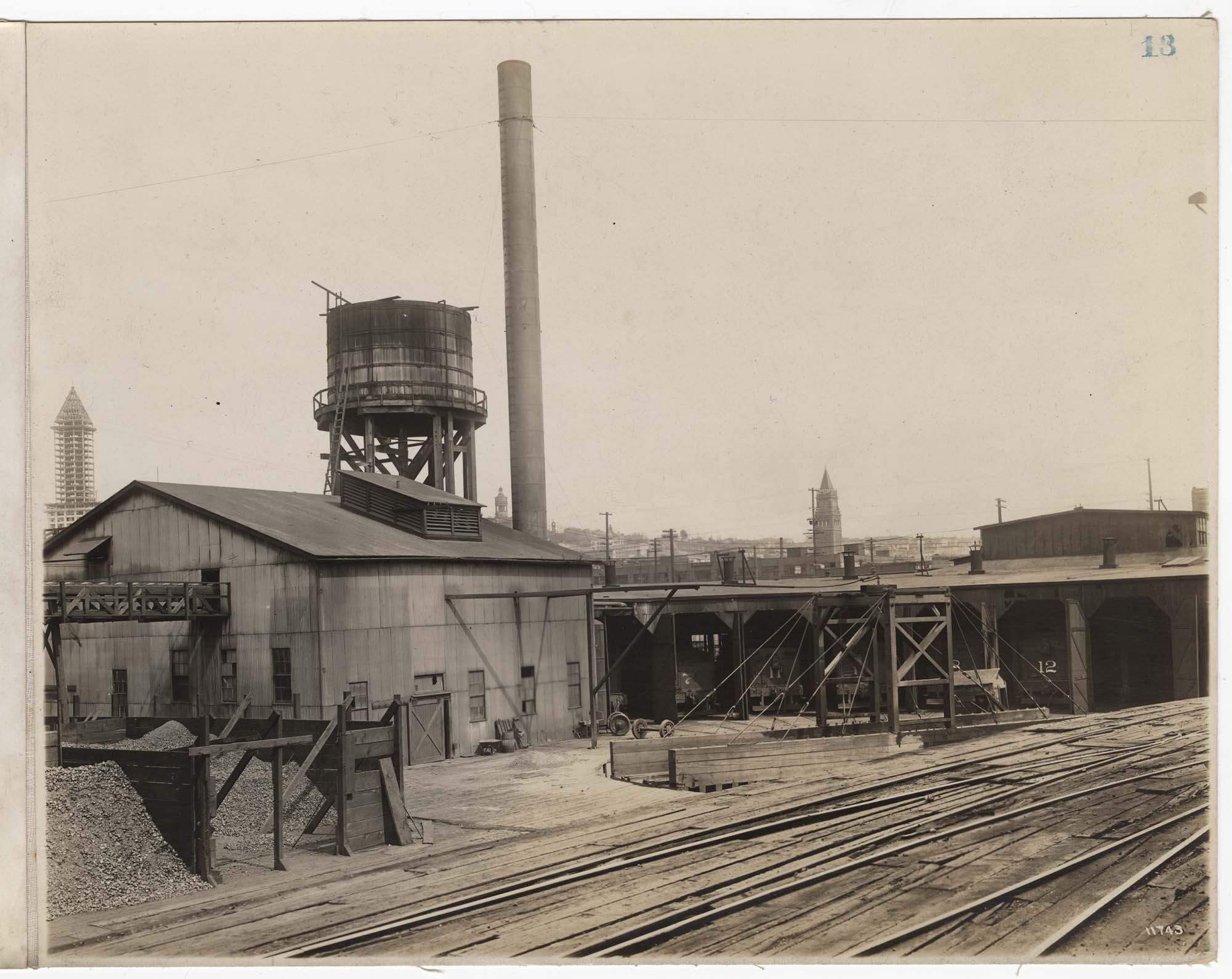 Image of Columbia & Puget Sound Railroad Roundhouse, Seattle, 1913