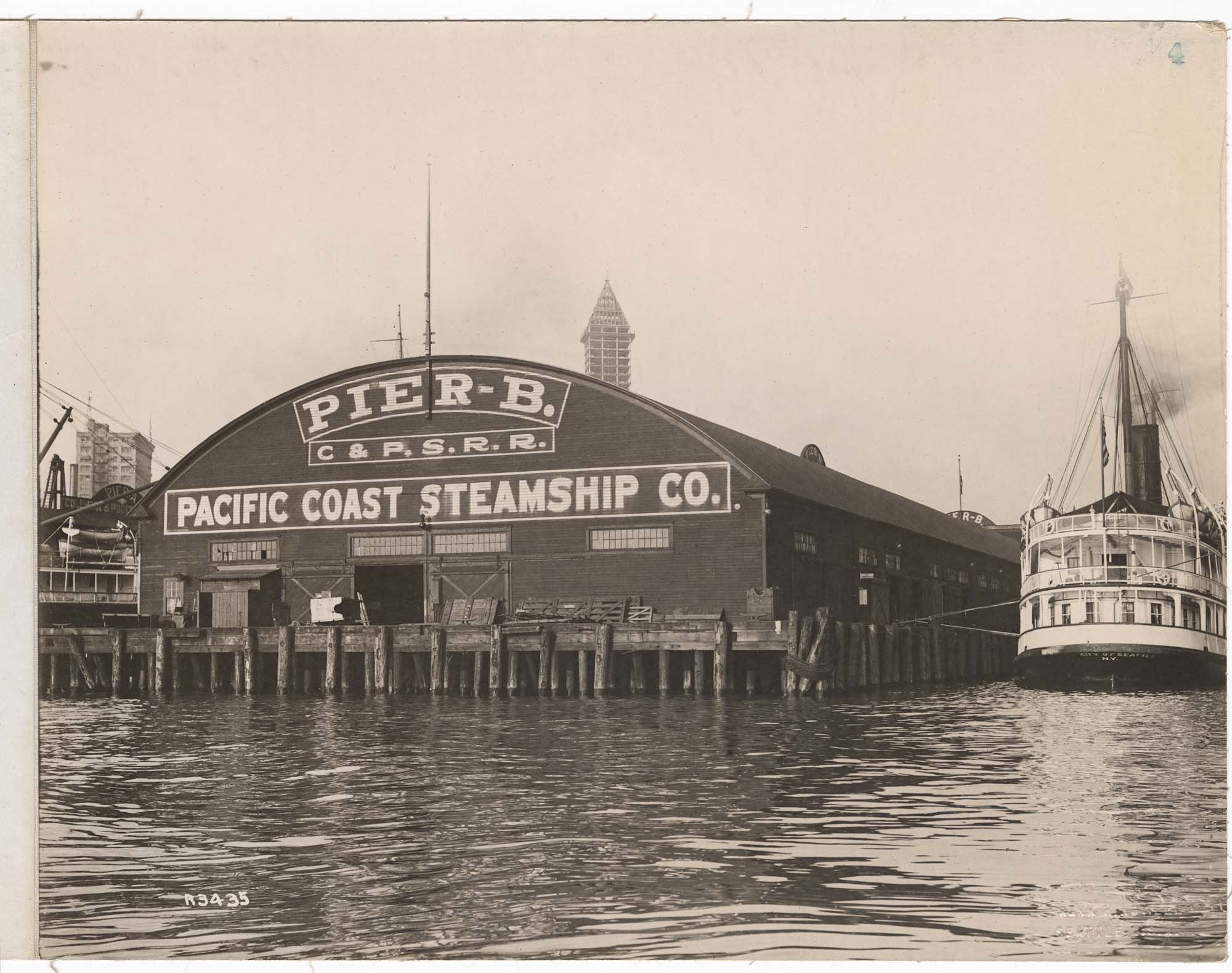 Pacific Coast Steamship Co. Pier B with steamer City of Seattle in