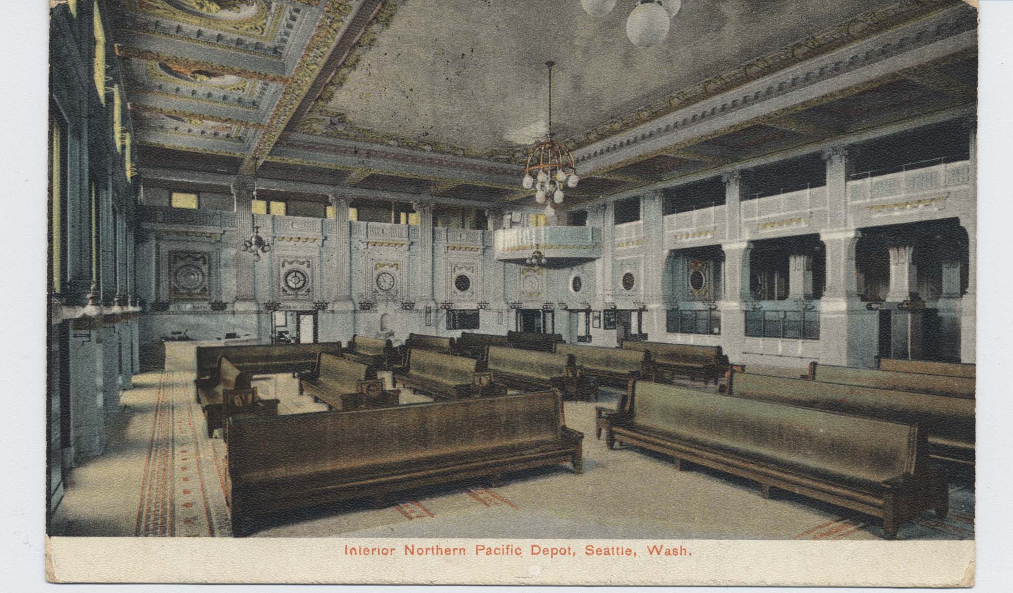 Image of King Street Station waiting room, Seattle, circa 1911