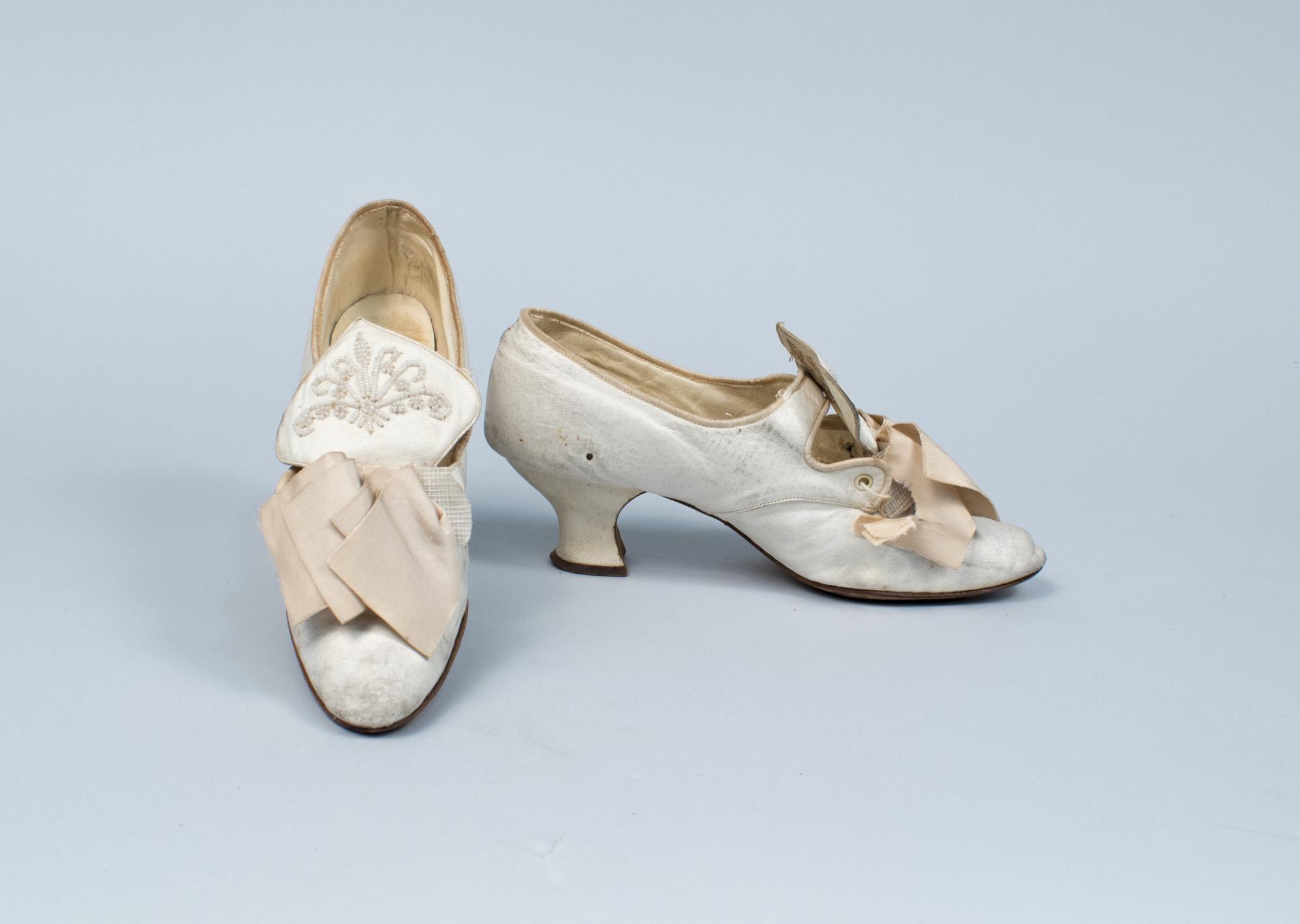 Image of White kid leather wedding shoes, 1908