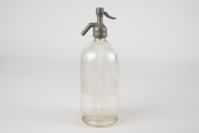 Image of Clear glass soda seltzer bottle, 