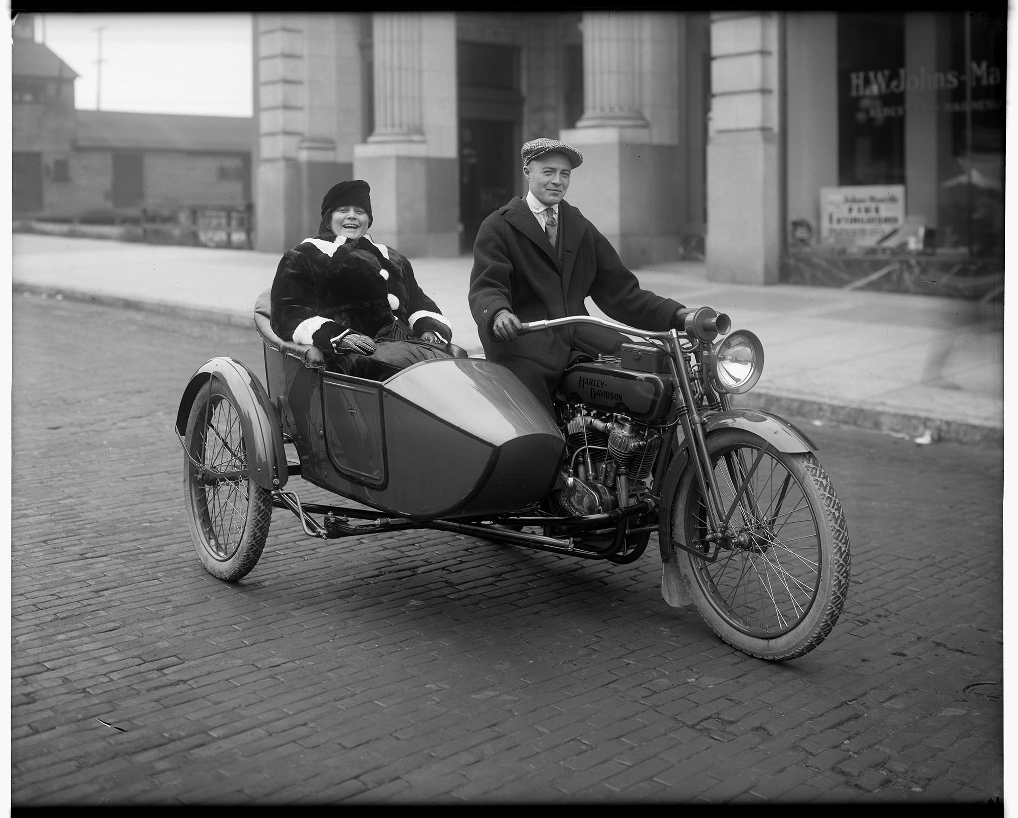 Image of Trixie Friganza in sidecar of Harley-Davidson  motorcycle, Seattle, 1917