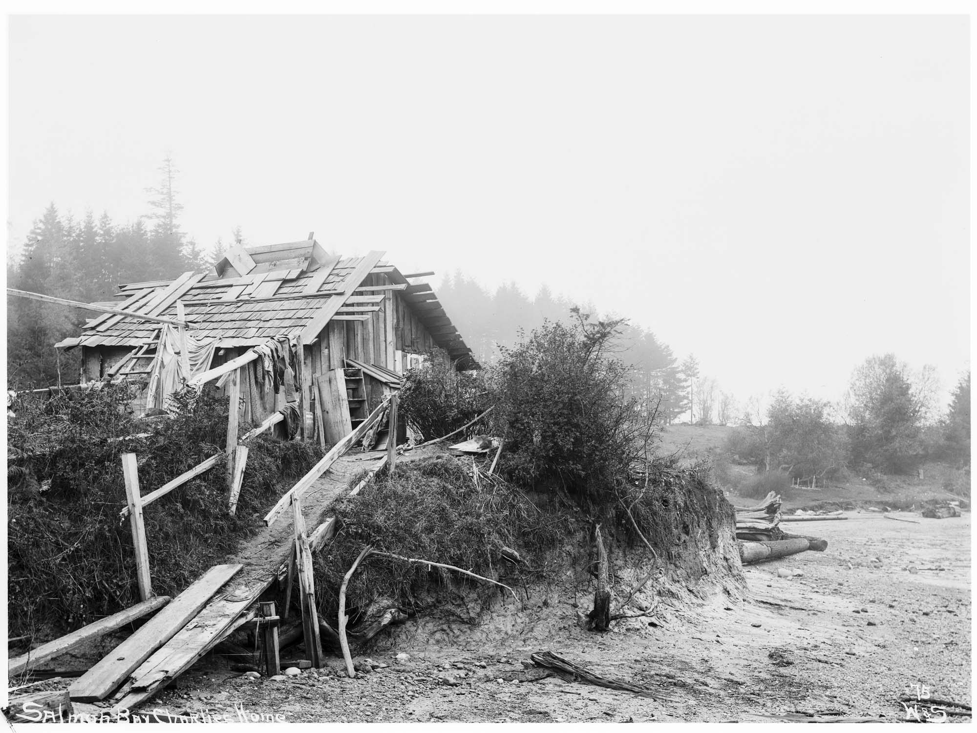 Image of Hwehlchtid's house at low tide, Shilshole, circa 1903