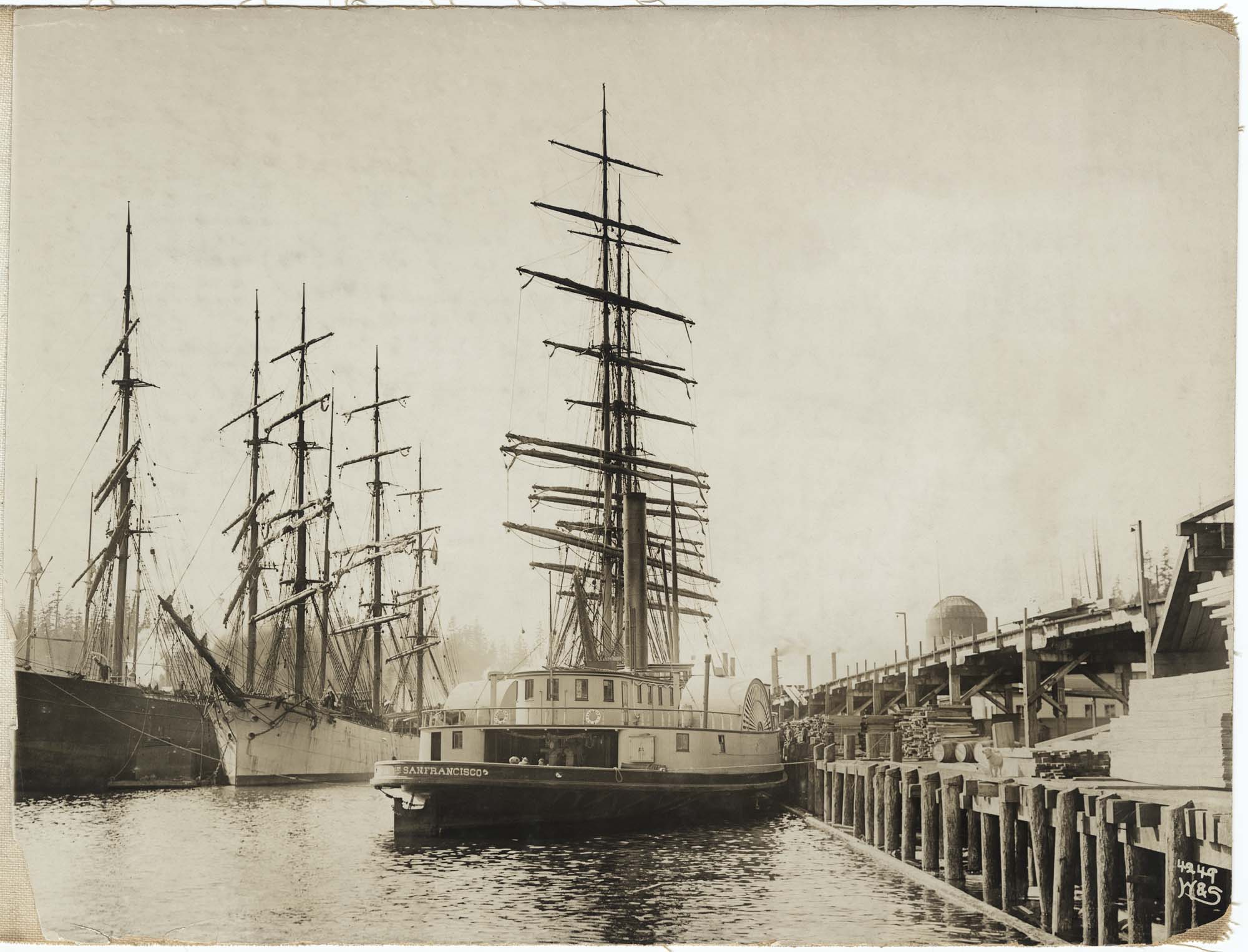 Image of Ships in a Puget Sound port, circa 1907