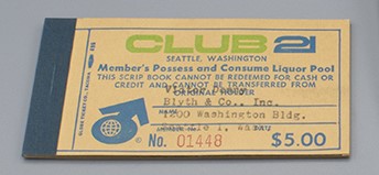 Image of Club 21 Member Scrip Book from the Seattle World's Fair, 1962
