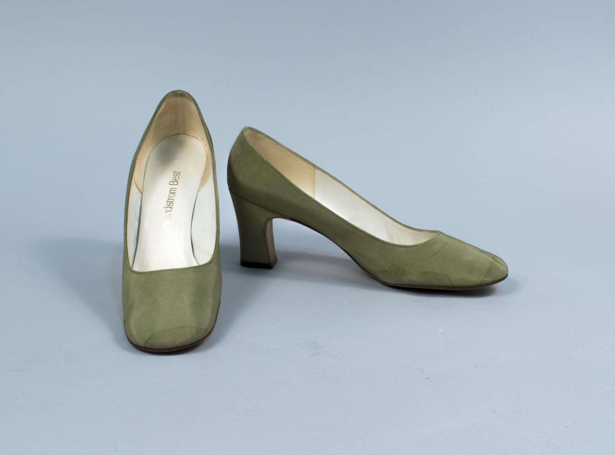 Image of Light green Peau de Soie pumps, 1960s