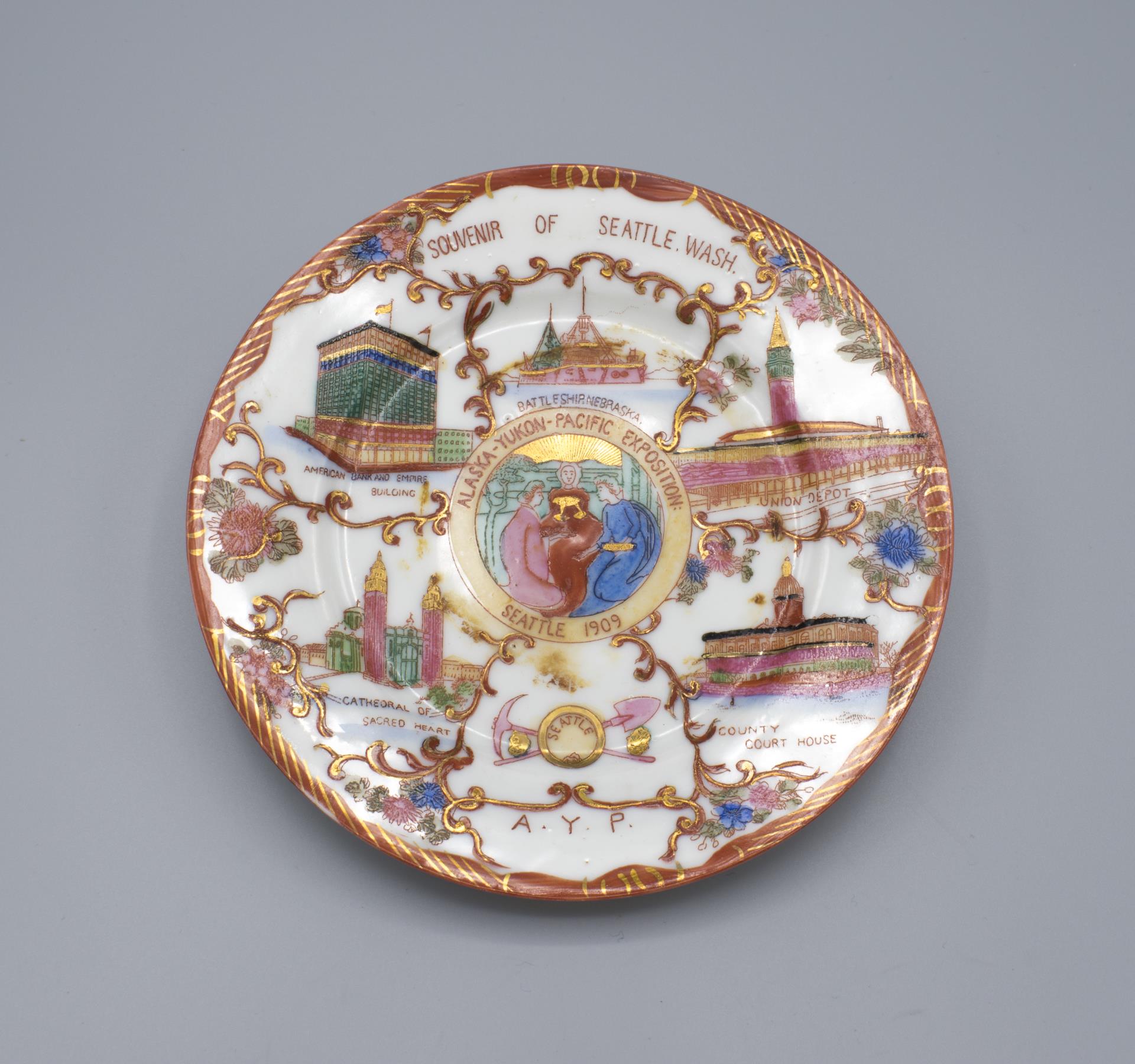 Image of Souvenir saucer from the Alaska-Yukon-Pacific Exposition (AYPE), 1909