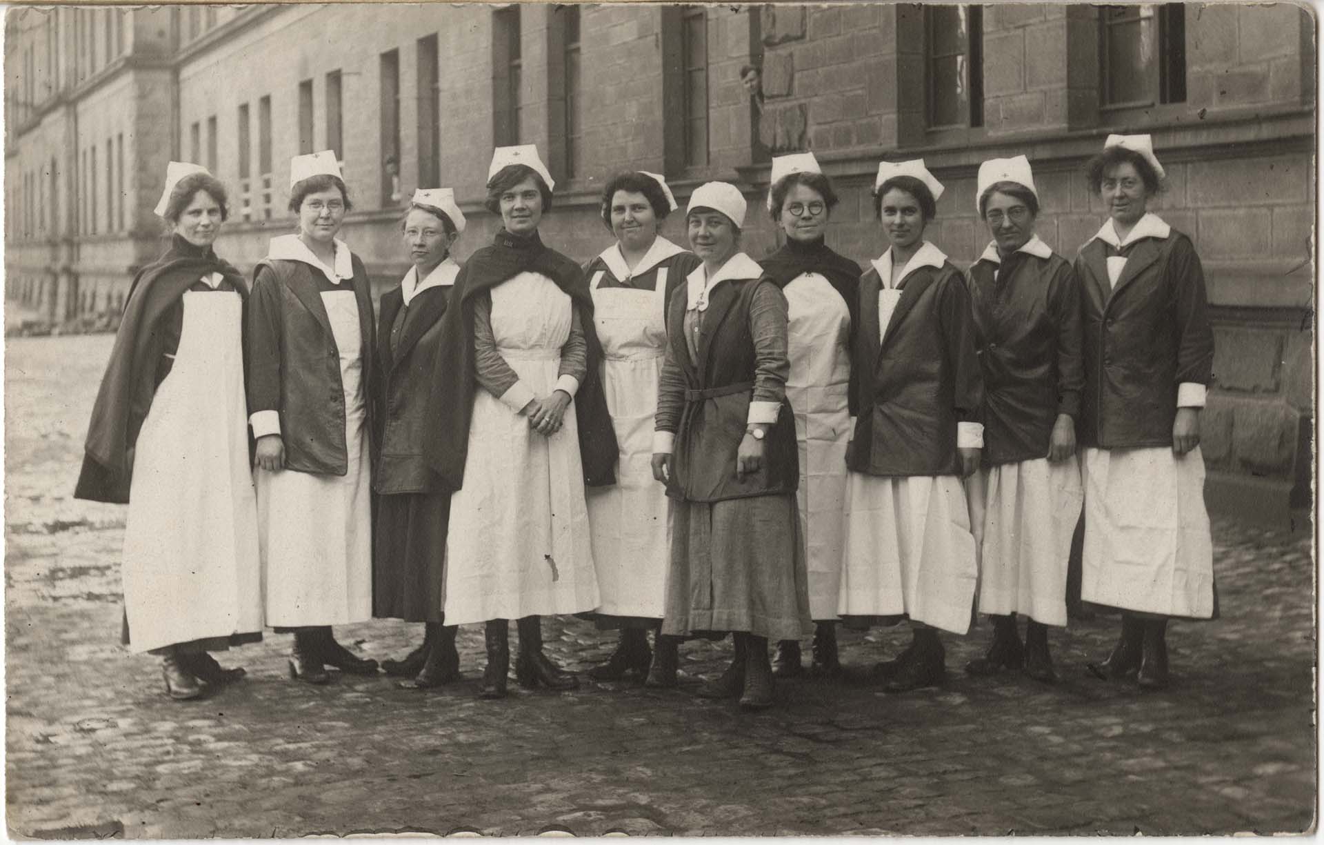 Image of Army nurses at Base Hospital 47 in France, circa 1918