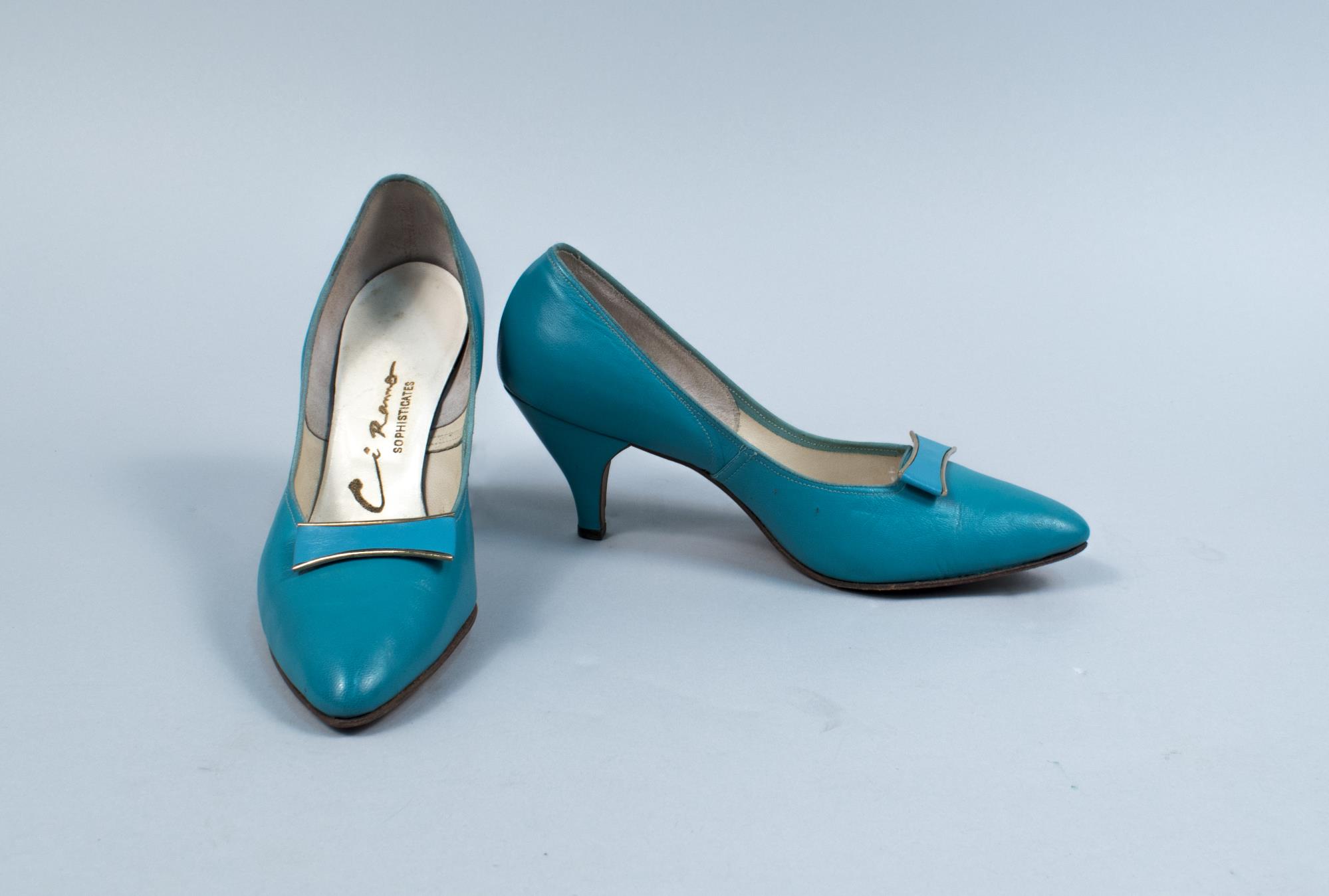 Image of Aqua blue pumps, ca. 1965