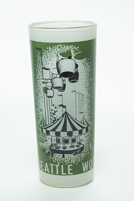 Image of One of a set of eight glass tumblers, souvenirs from Century 21, Seattle World's Fair, 1962