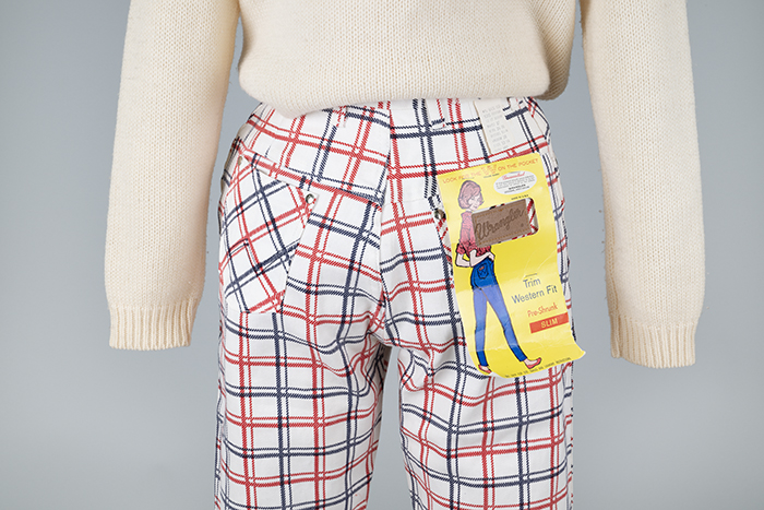 Image of Wrangler jeans in white, red, and blue, 1967