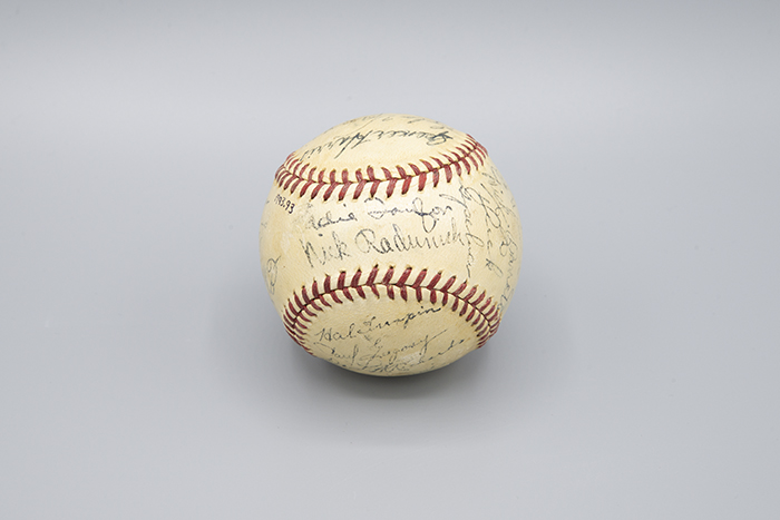 Image of Baseball autographed by the members of the 1940 Seattle Rainiers baseball team