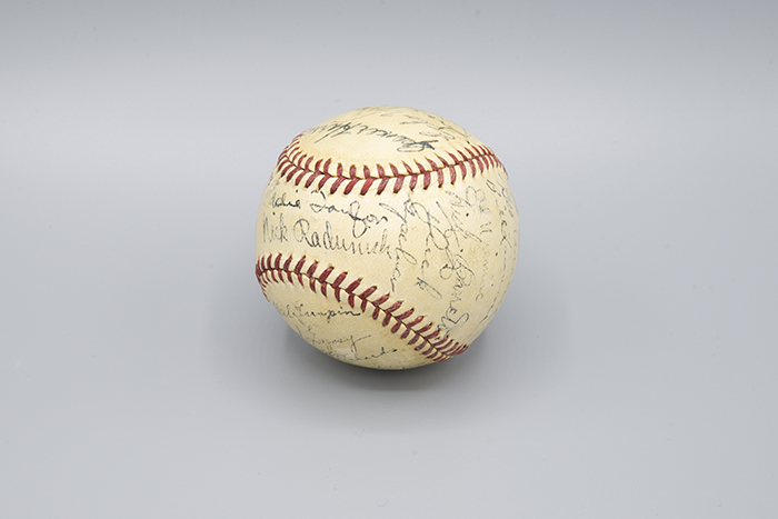 Image of Baseball autographed by the members of the 1940 Seattle Rainiers baseball team