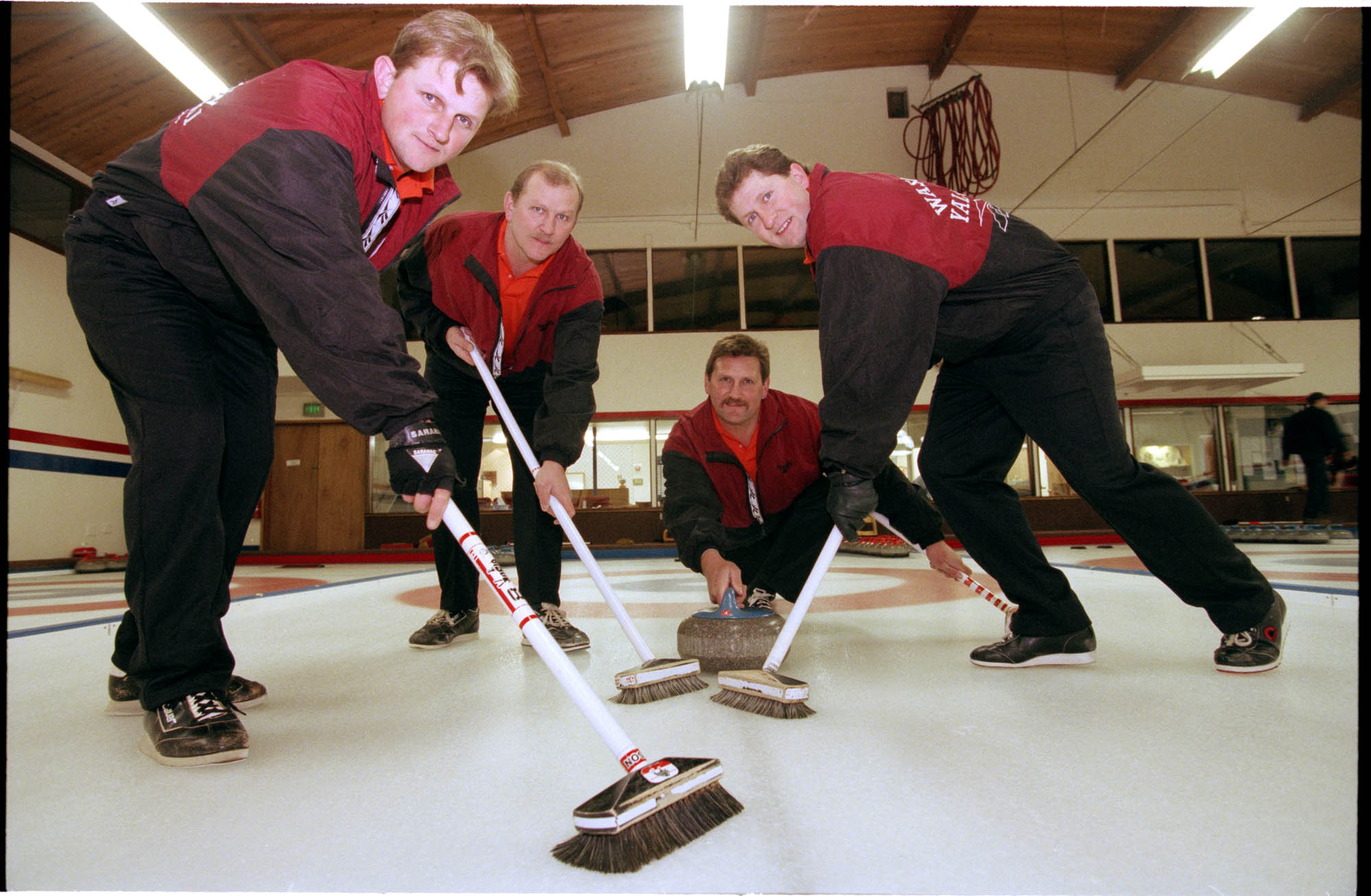 Image of Yalowicki brothers curling team at Granite Curling Club, Seattle, February 25, 1997