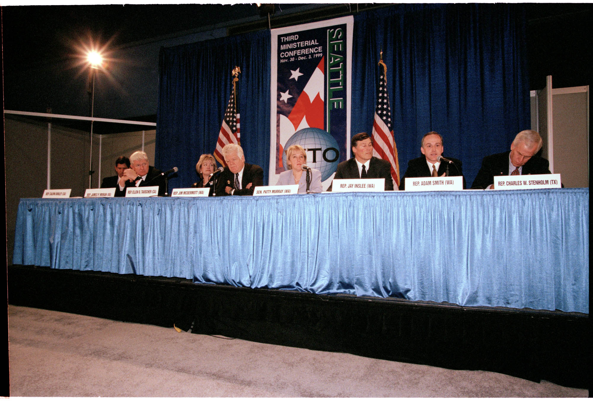 Image of U.S. delegates at WTO conference, Seattle, December 3, 1999