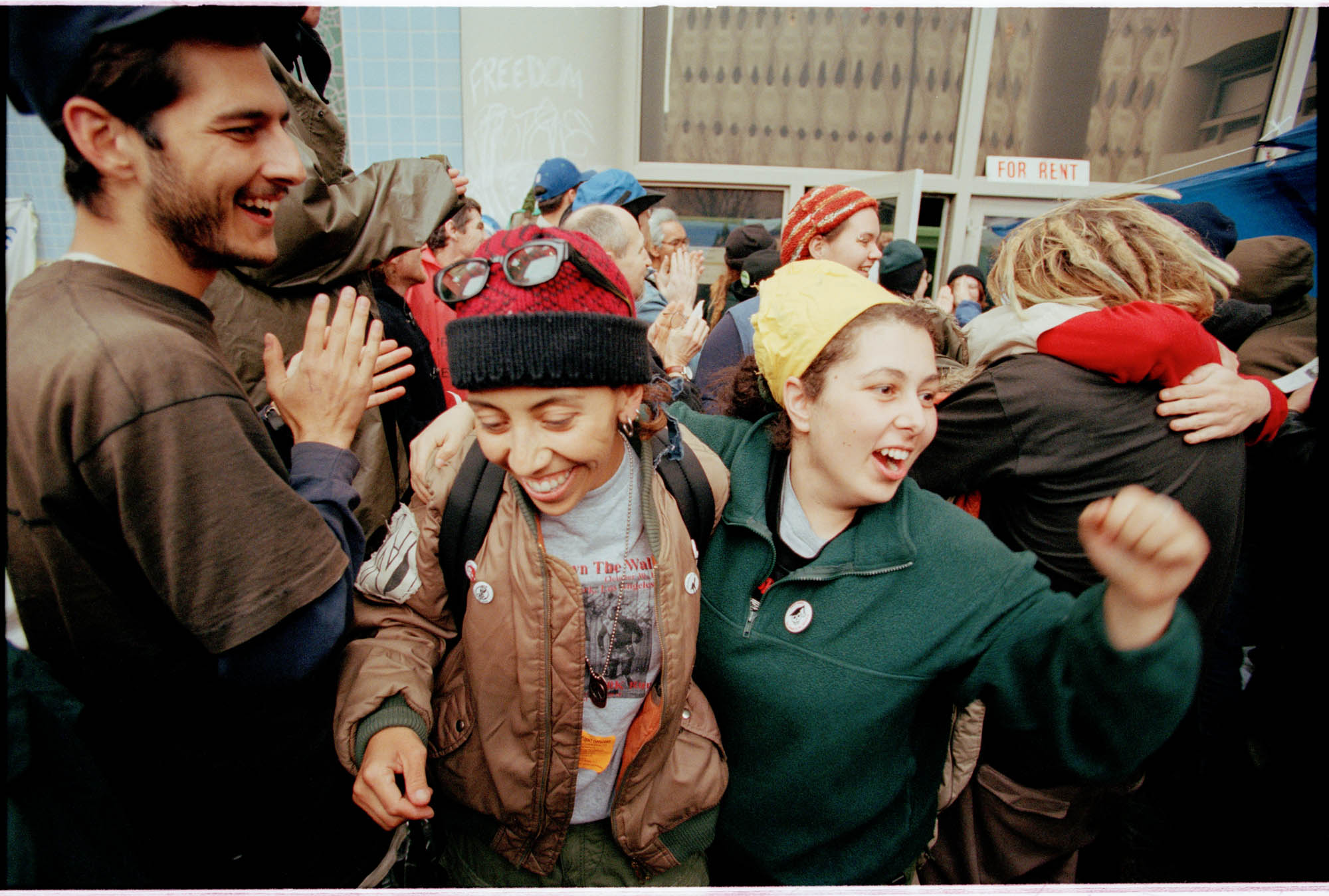 Image of WTO protesters released from jail, Seattle, December 5, 1999