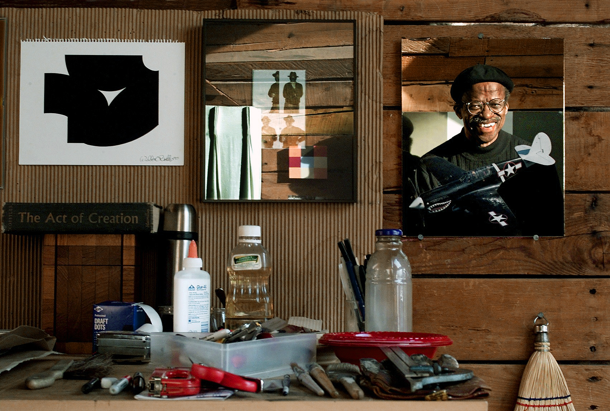 Image of Artist Weldon Butler in his studio, Seattle, February 13, 2002