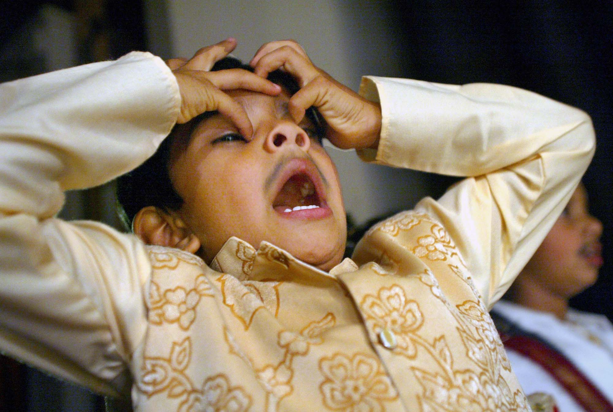 Image of Pranav Shah waiting to dance at India Day celebration, Shoreline, August 11, 2002
