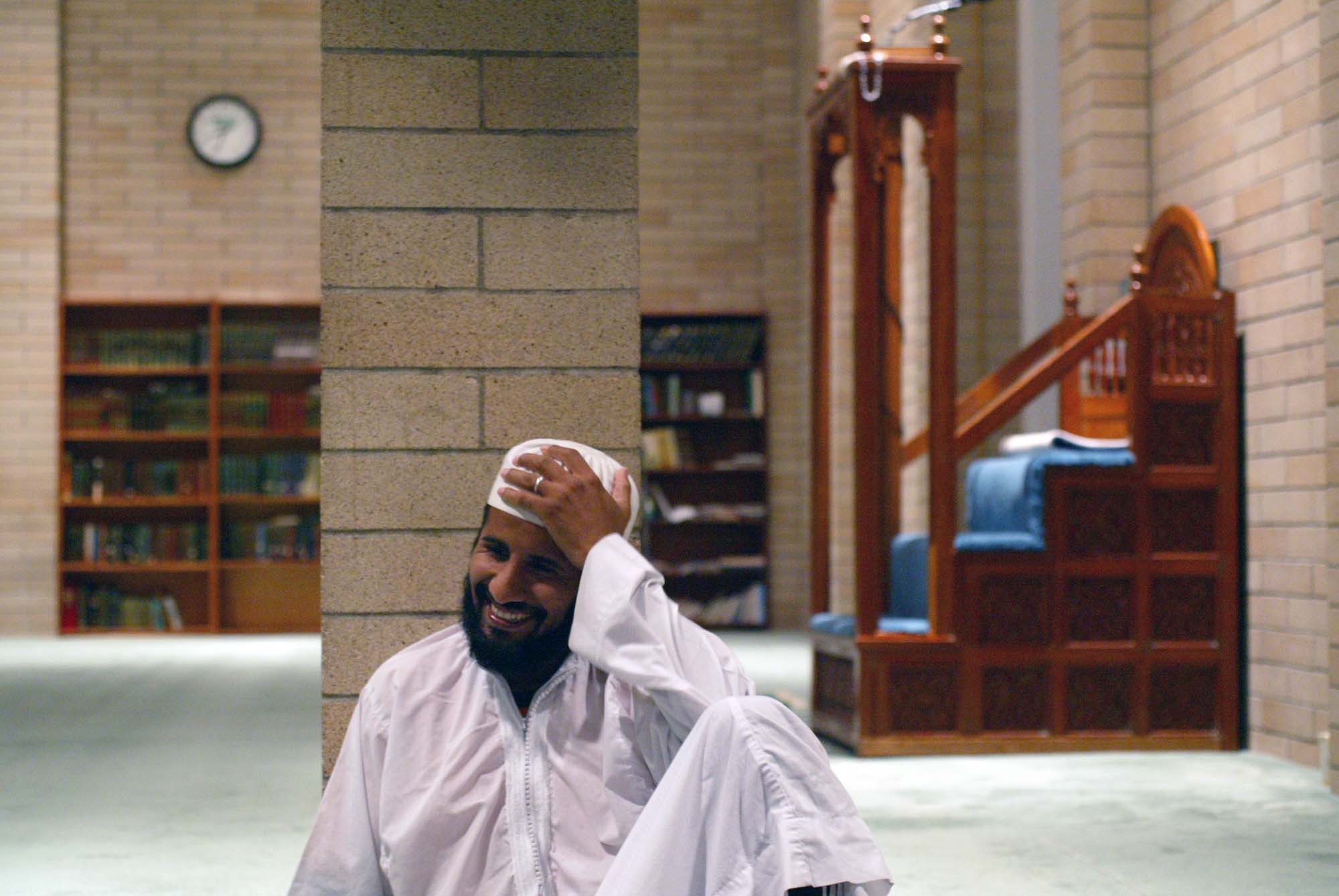 Image of Tawfik Rajab after prayers at Idriss Mosque, Seattle, September 2002