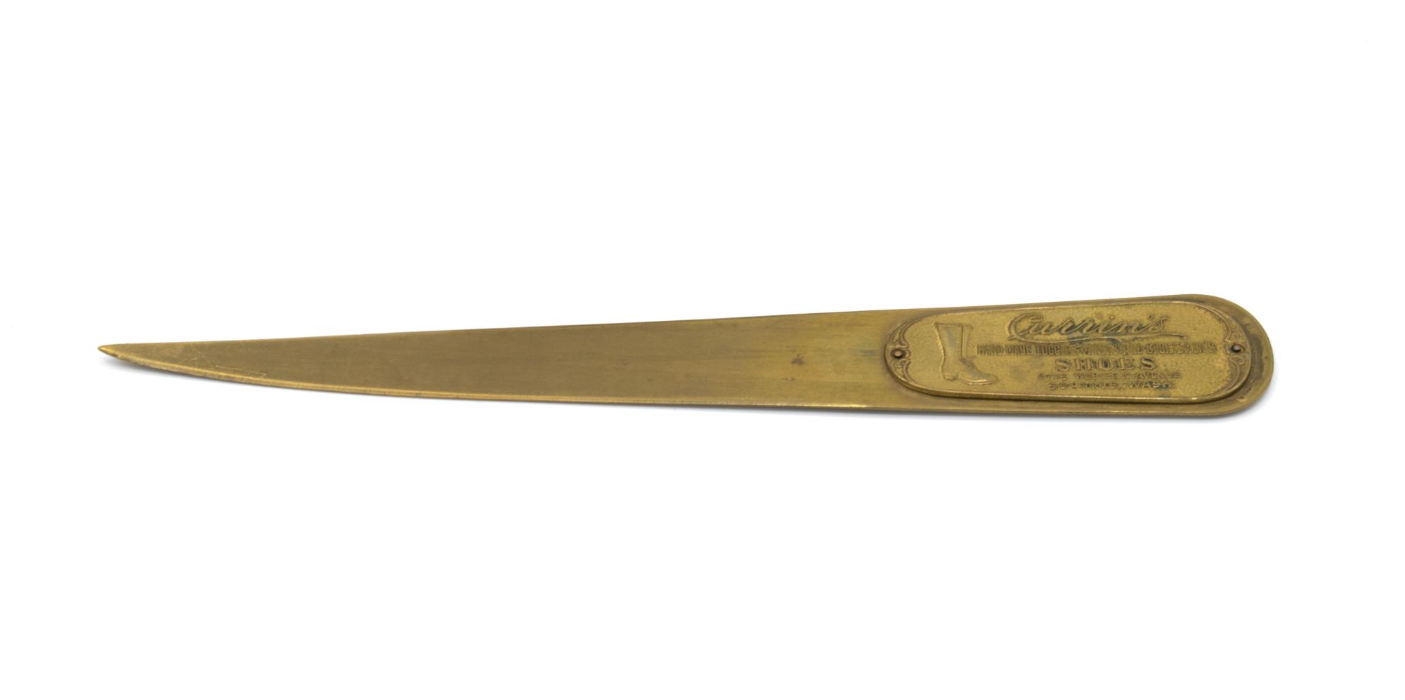 Image of Brass paper knife, ca. 1927