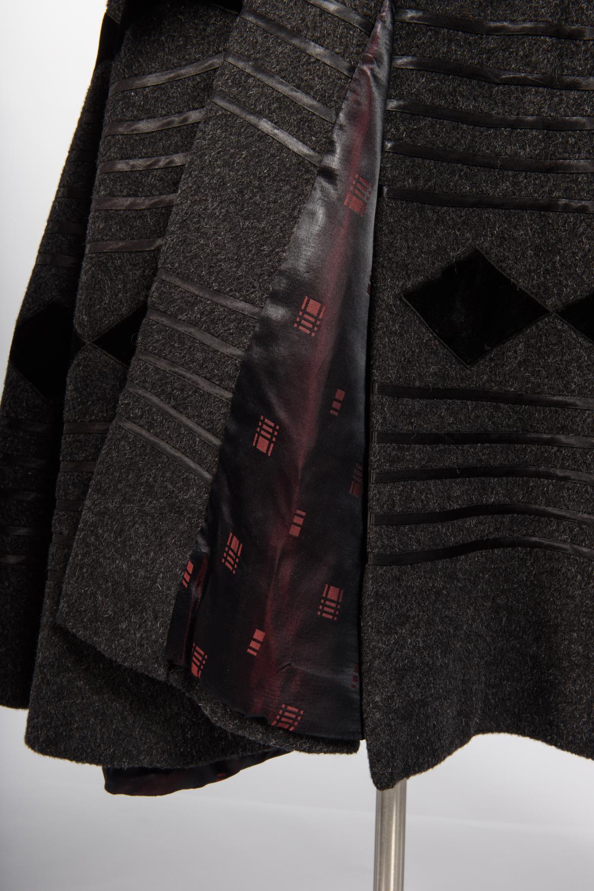 Image of Gray wool coat with wide skirt, ca. 1950s