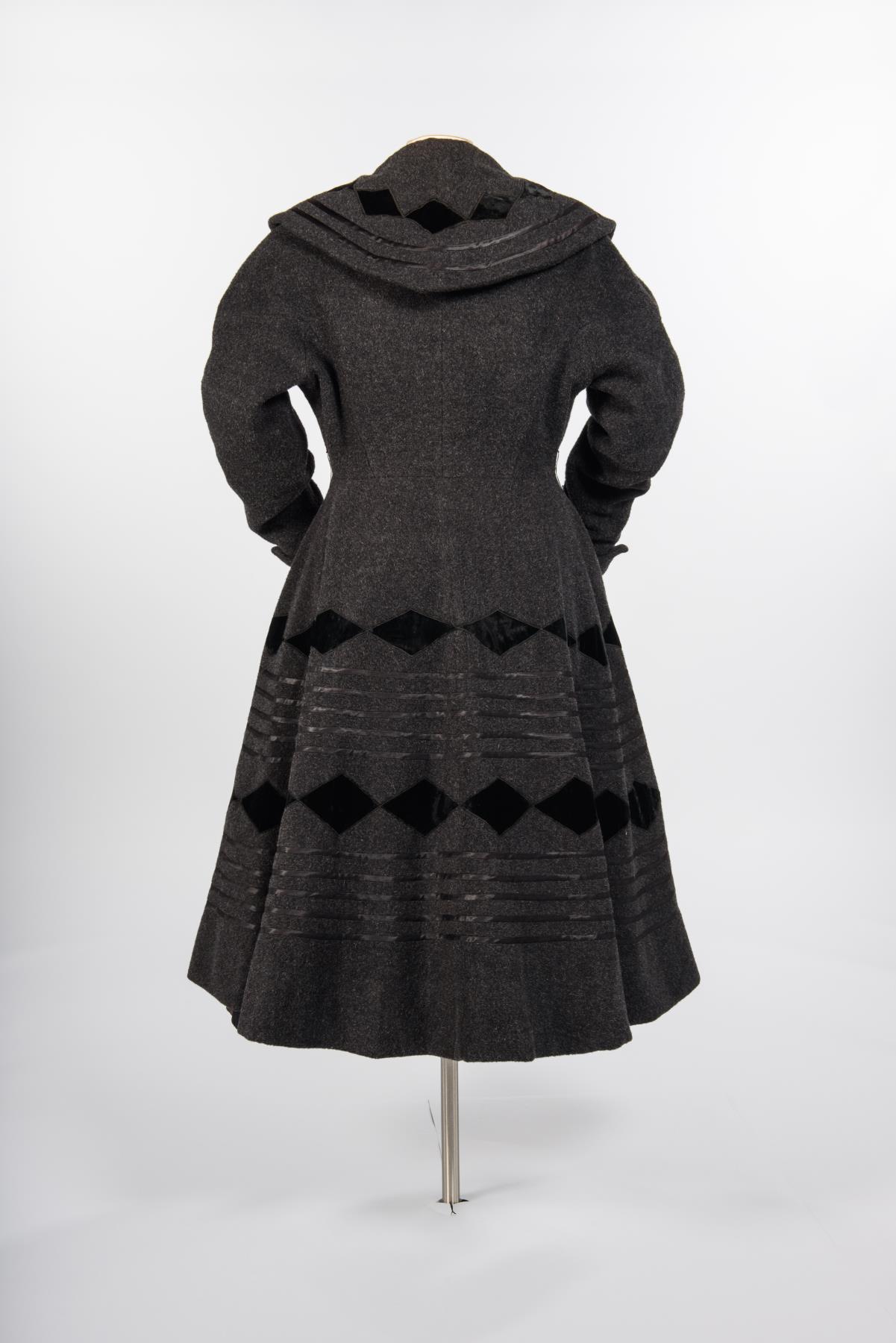 Image of Gray wool coat with wide skirt, ca. 1950s
