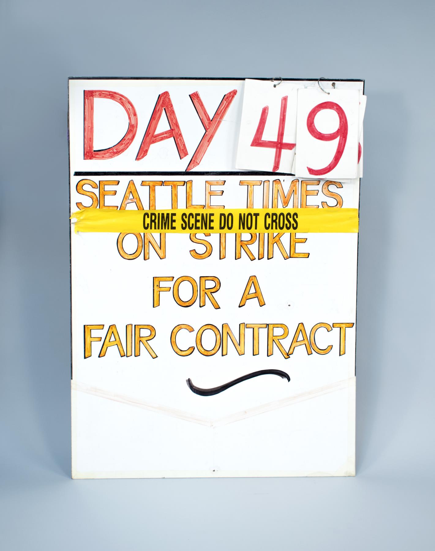 Image of Picket sign for Seattle newspaper strike, 2000
