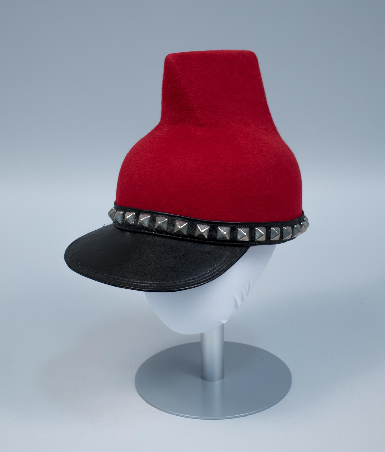 Image of Felt hat with leather brim, made by Wayne Wichern, ca. 1990-1999