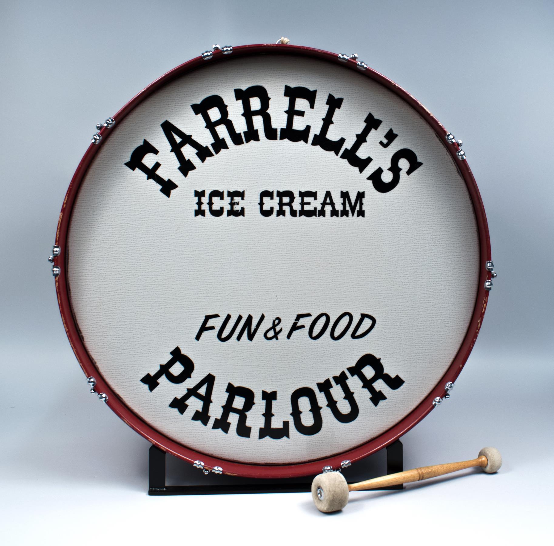 Image of J.P. Patches' marching bass drum, ca. 1970