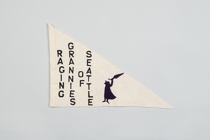 Image of Seattle Raging Grannies pennant, ca. 1996
