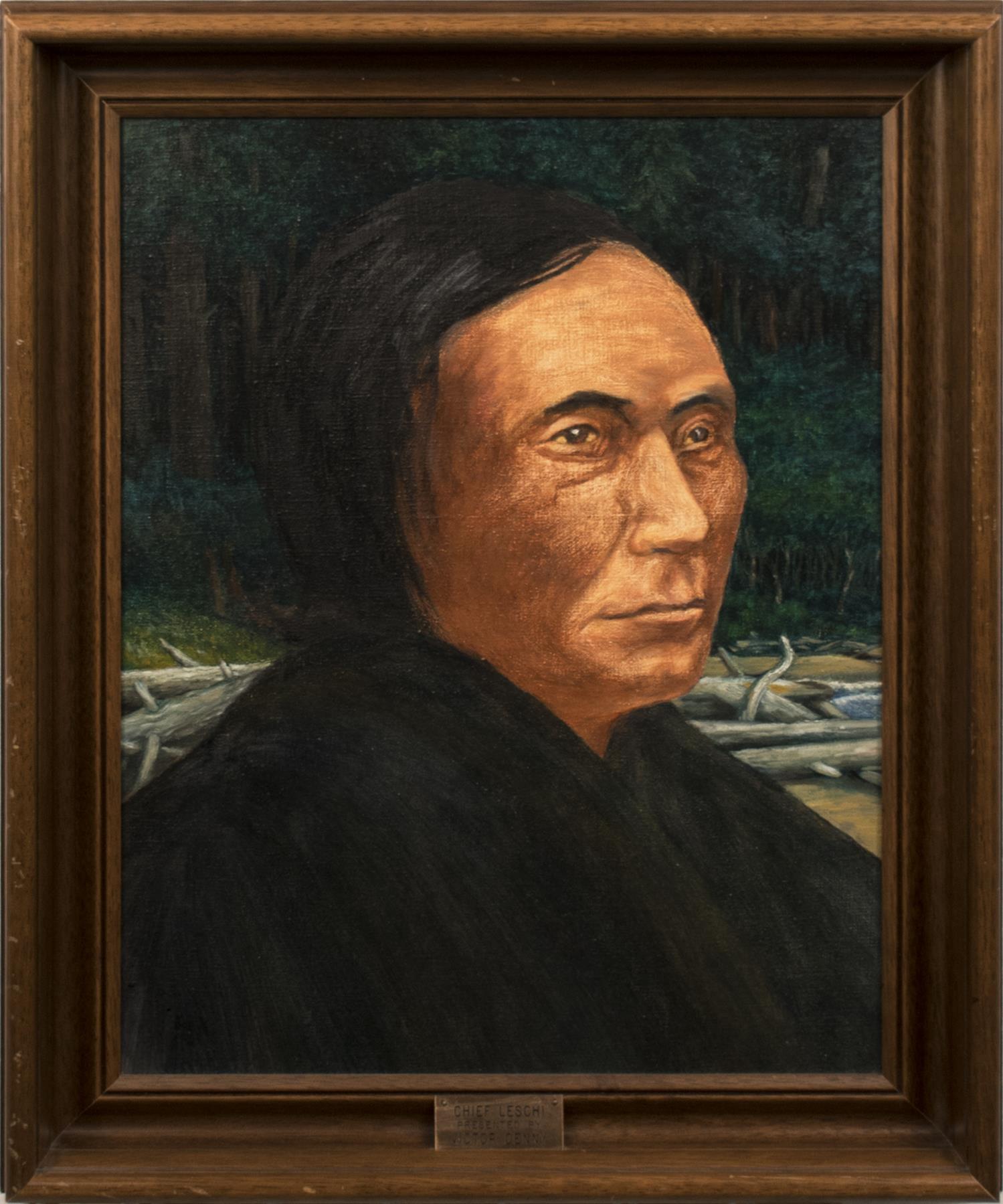 Image of Portrait of Chief Leschi painted 1950-1960, artist unknown