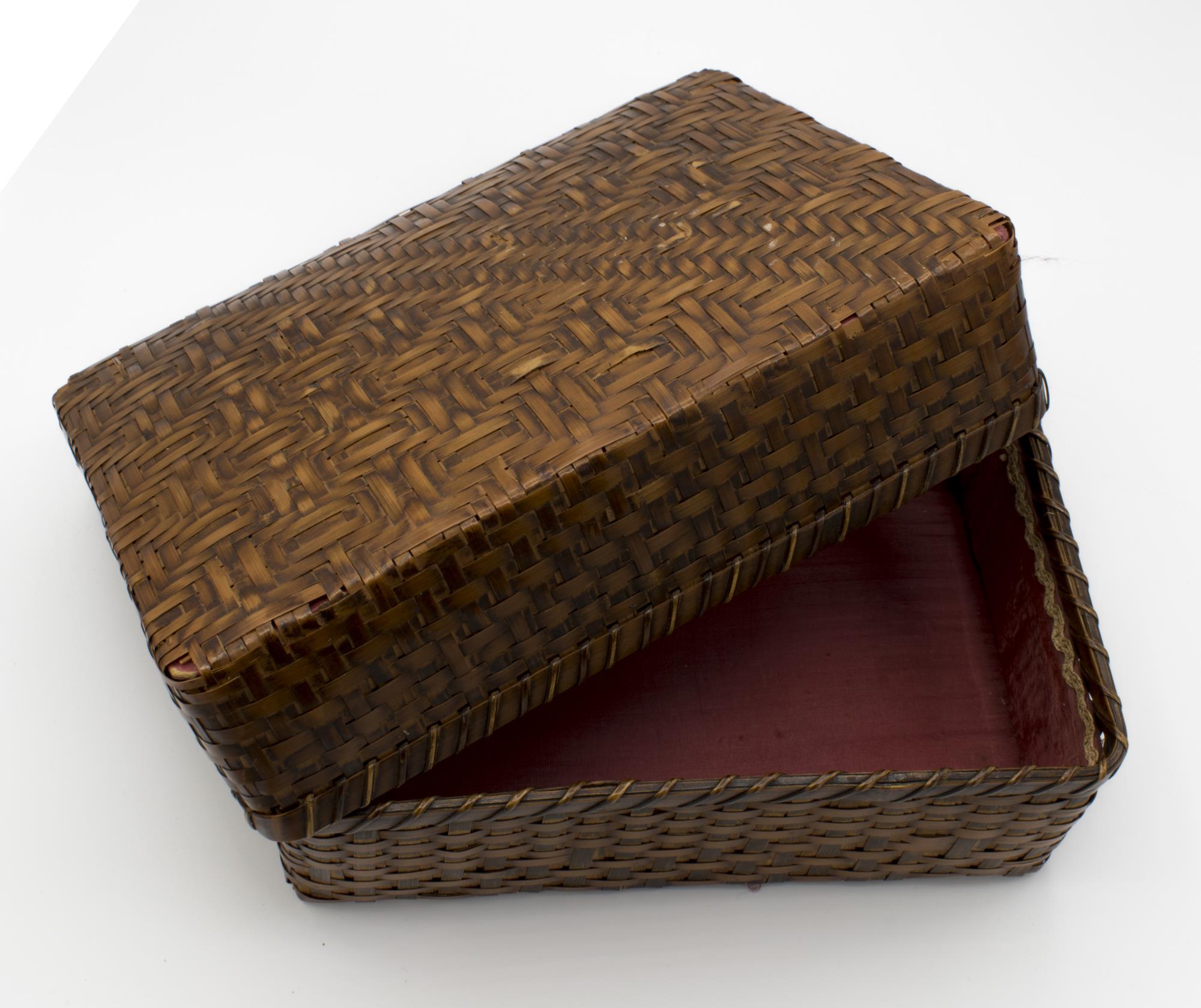 Image of Cane box used for packing chocolate at Gillman's Candies store, ca. 1920s