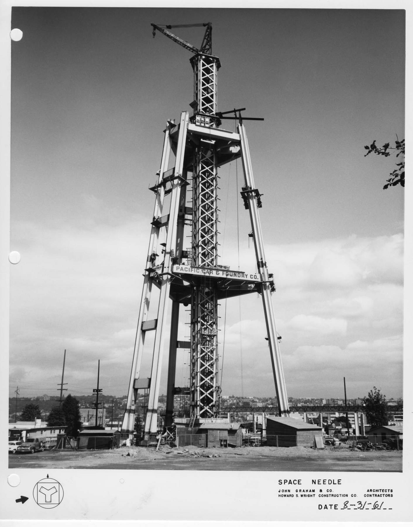 Image of Core and legs of Space Needle under construction, August 31, 1961