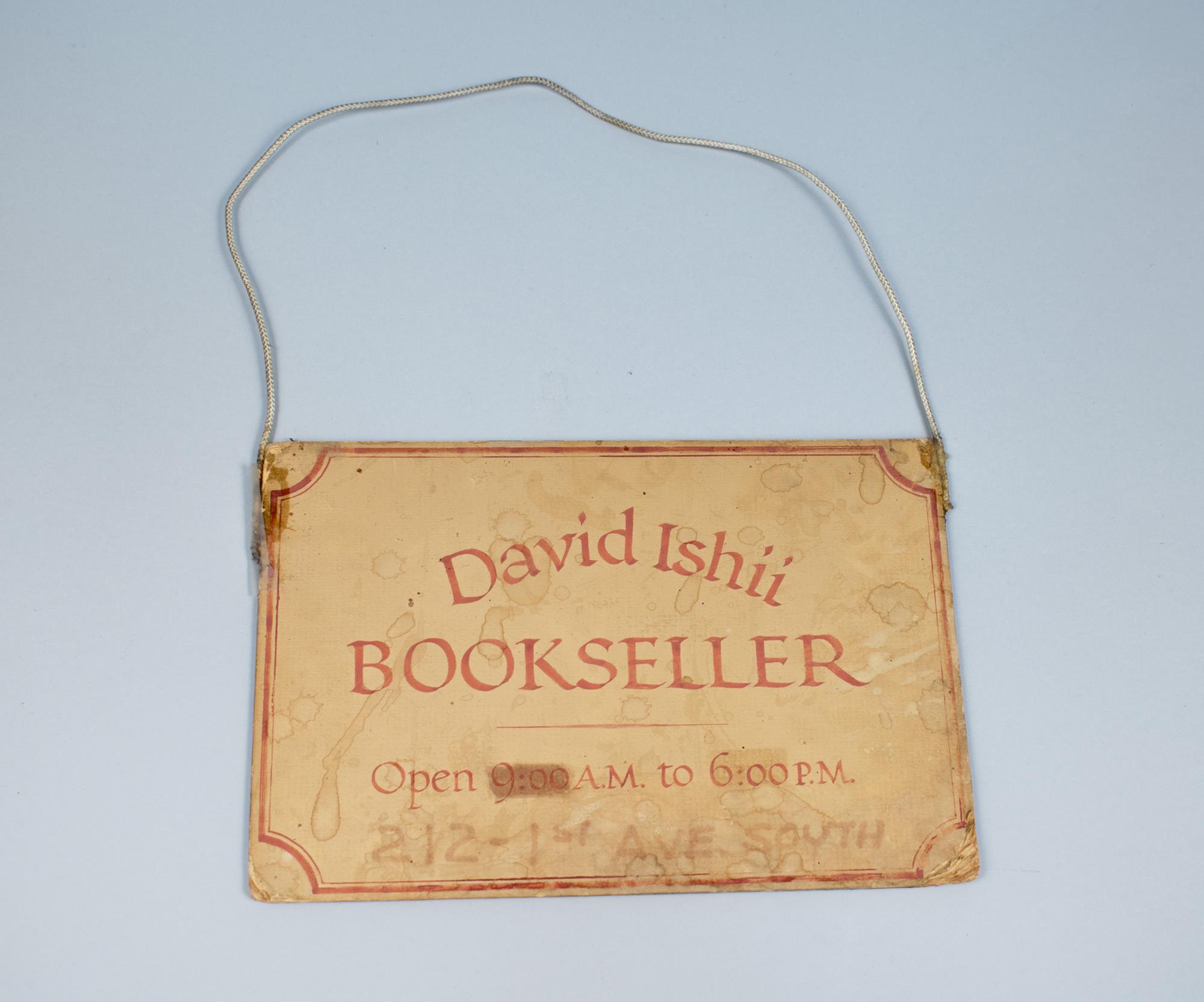 Image of Sign for David Ishii Bookseller located in Pioneer Square, 1972