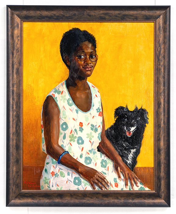 Image of Portrait of girl with dog from Seattle's Ruth School for Girls by Kathleen Houlahan, 1920-1930