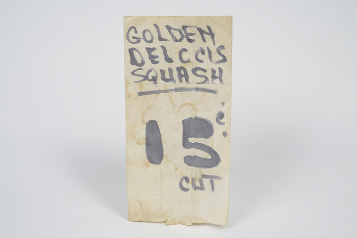 Image of Signage bag for Ferrucci's Pike Place Market stall, ca. 1920-1940