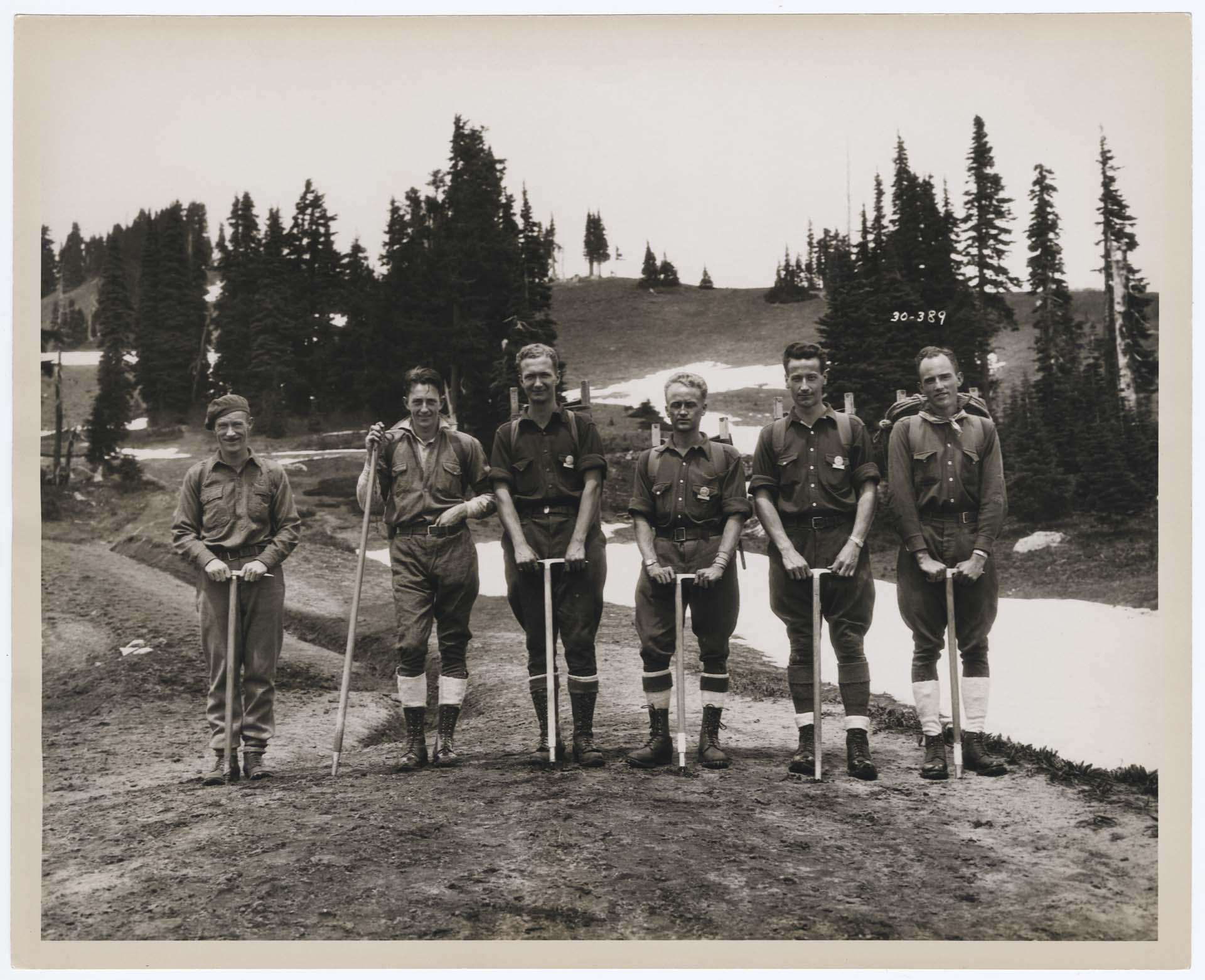 Image of Park Ranger Charles Browne and climbing party, Mount Rainer National Park, 1930