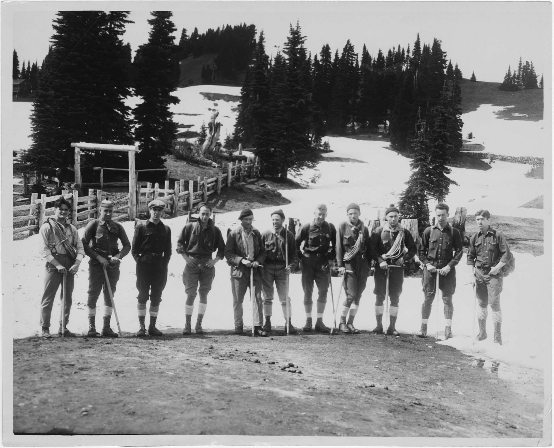 Image of Search party for Forrest Greathouse, Mount Rainier National Park, July 1929