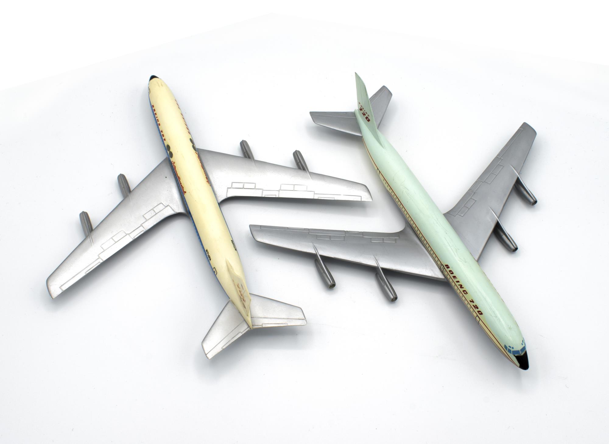 Image of Set of two Boeing commercial airplane models: A720 and A707 Intercontinental N714PA, ca. 1960