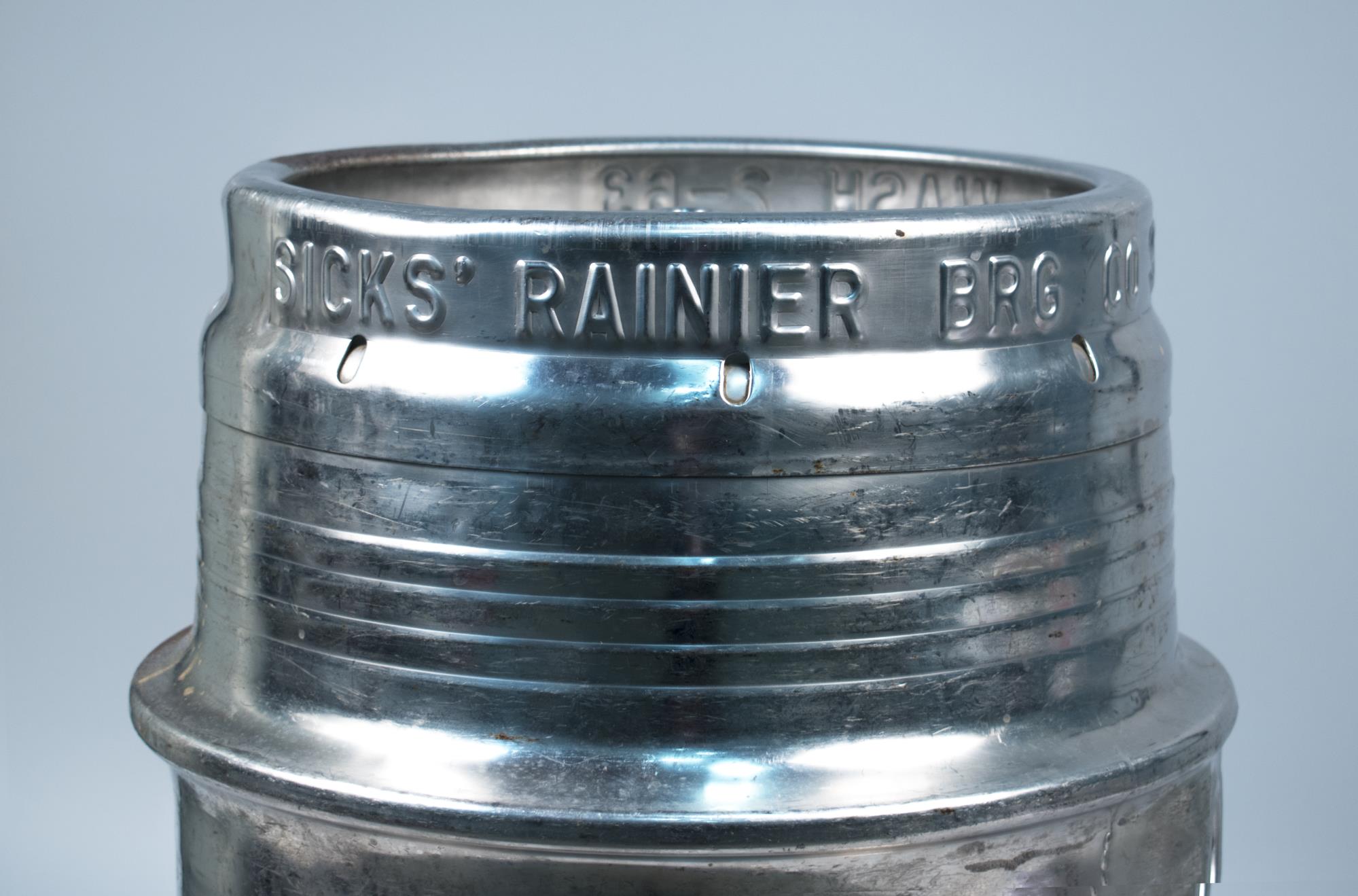 Image of Metal beer keg from Sicks Rainier Brewing Co., 1963